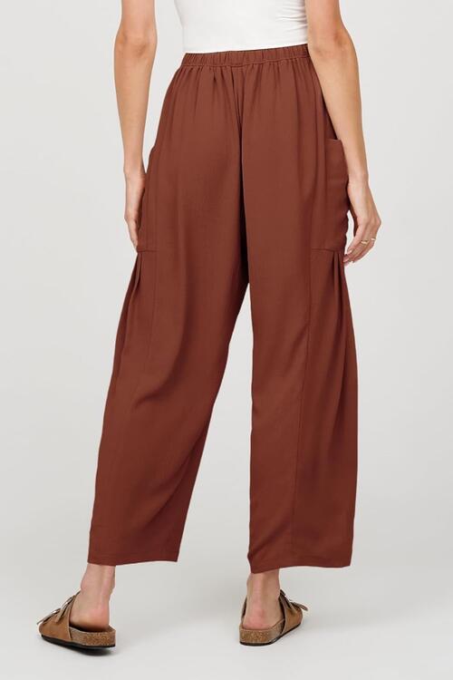 Drawstring Pocketed Wide Leg Pant