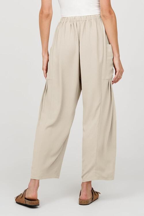 Drawstring Pocketed Wide Leg Pant